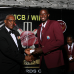 Jason Holder collecting his ring from the Governor General of Antigua